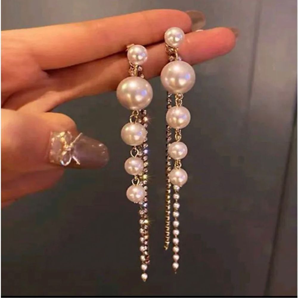 Cute cat alloy plating artificial pearls ear stud dangling earrings